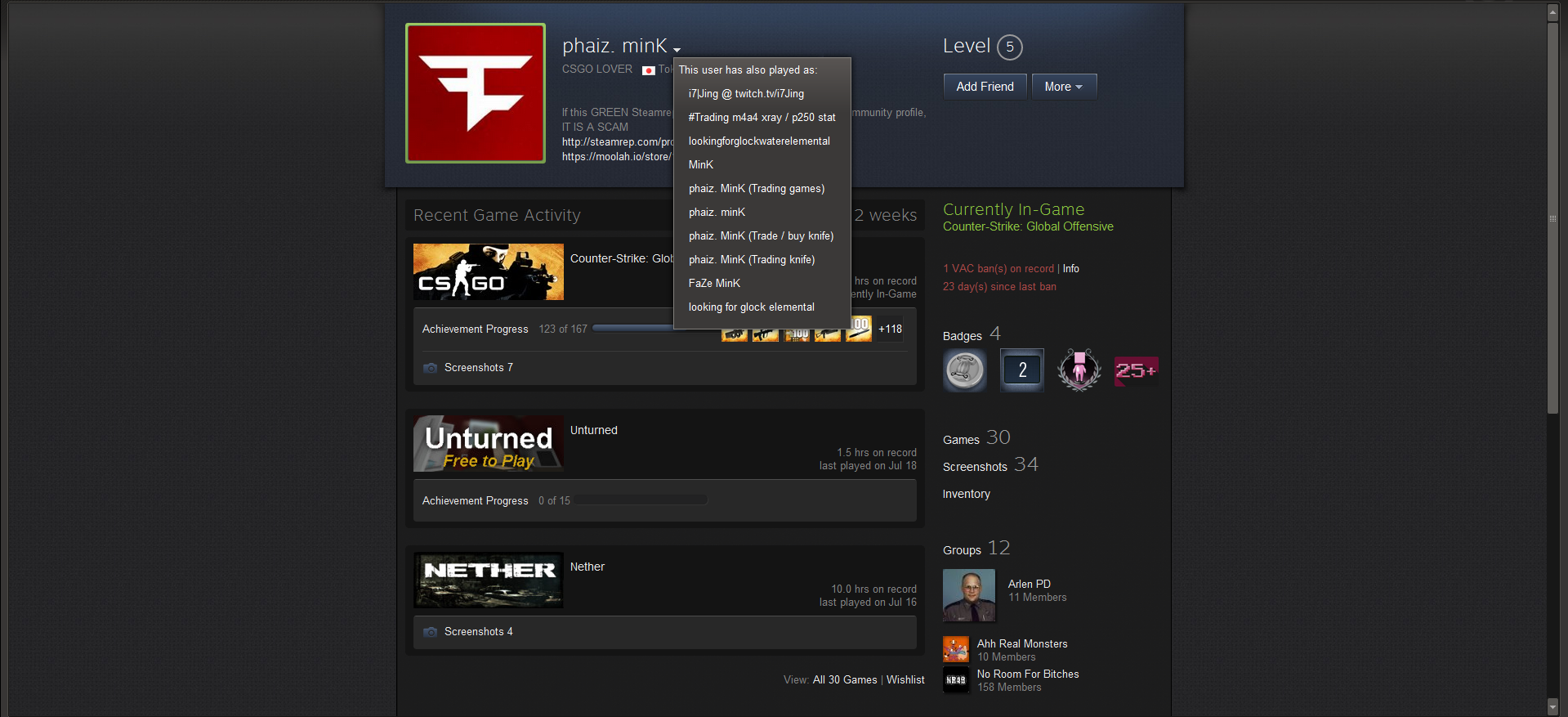 funny steam names for csgo