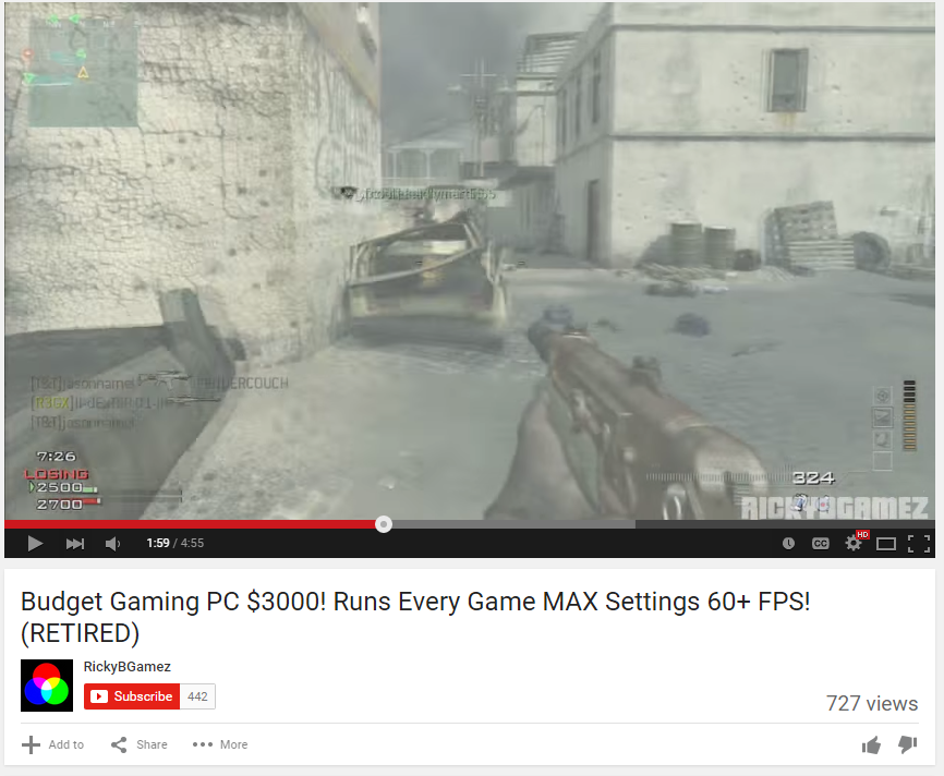 "Budget Gaming PC 3000!"....uses CoD to show off max settings... r
