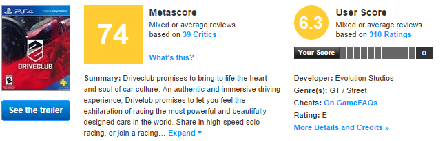 driveclub metacritic