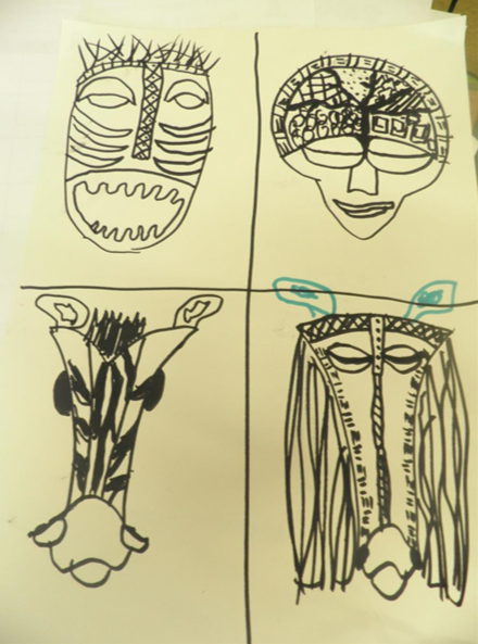 african mask drawings