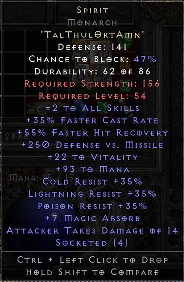 Spirit Monarch 35 93mana 7 Ab Topic D2jsp