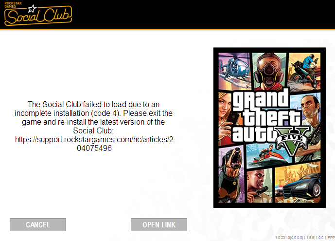 Rockstar Games Launcher Social Club install error code 1