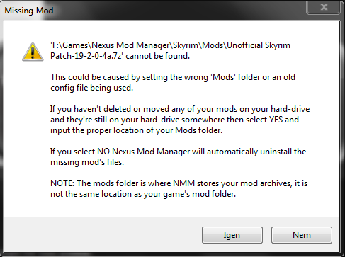 nexus mod manager could not delete mod