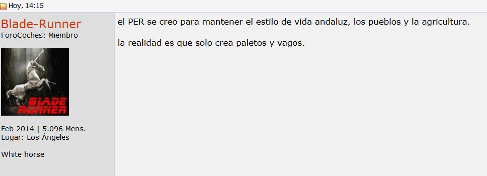 el PER se creo para mantener el estilo de vida andaluz