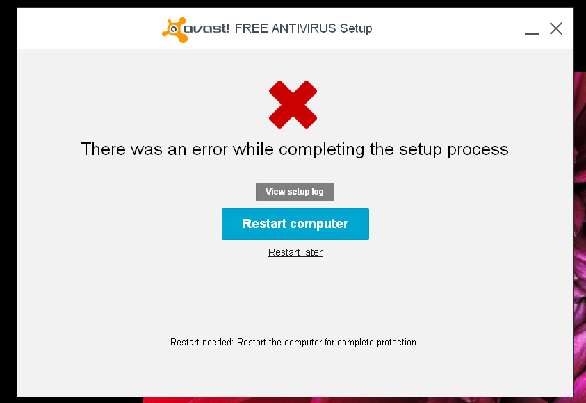 setup is already running avast