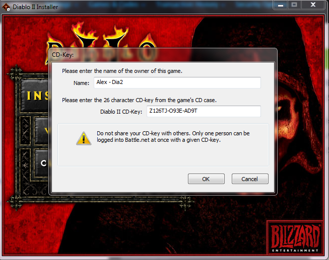 diablo 2 cd key is not 26 characters