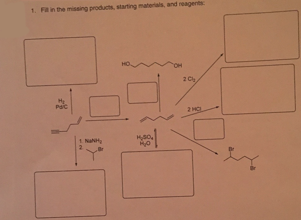 Solved 1 Fill In The Missing Products Starting Materials Chegg