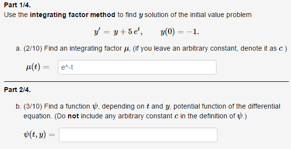 Solved Use The Integrating Factor Method To Find Solution Chegg