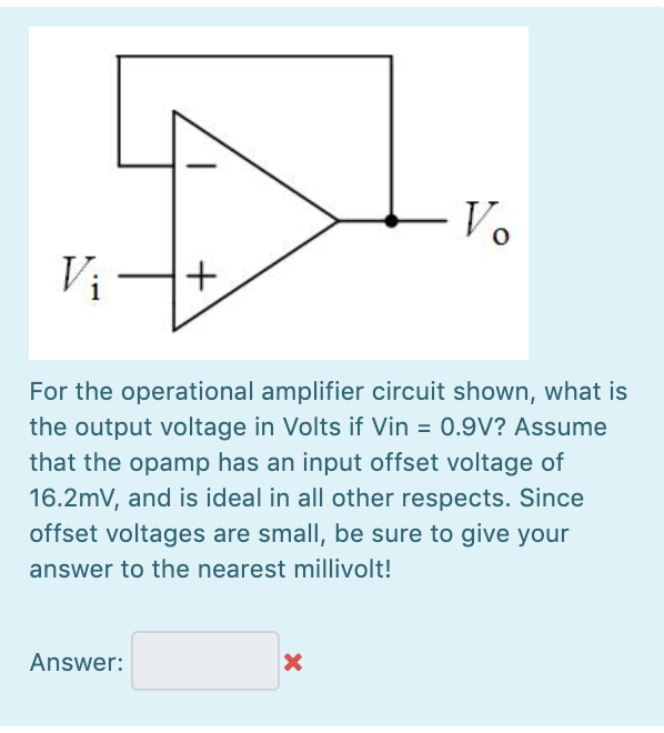 Solved For The Operational Amplifier Circuit Shown What Is Chegg