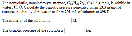 Solved The Nonvolatile Nonelectrolyte Sucrose C H Chegg