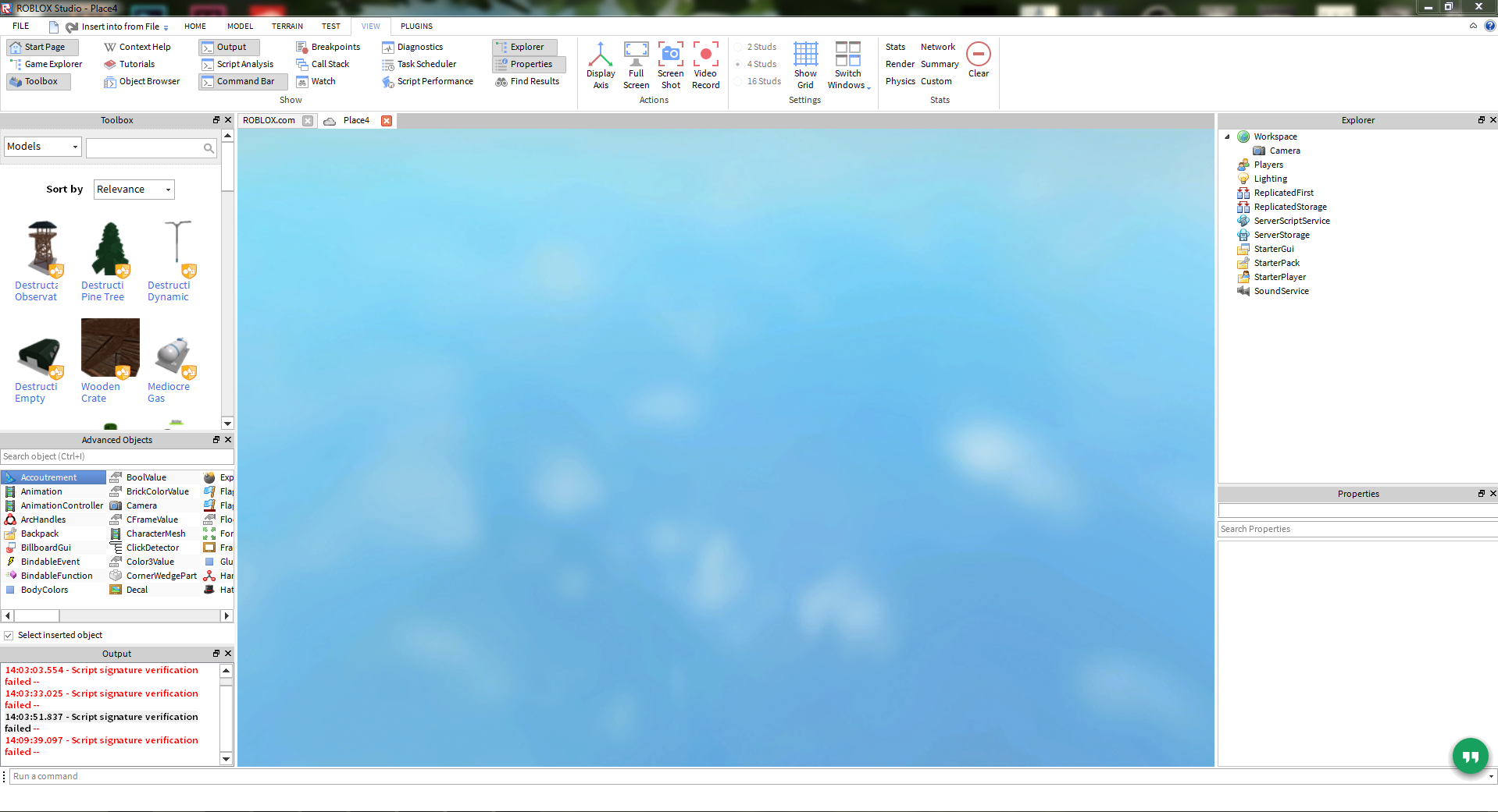 Roblox studio, Blank screen while testing - Platform Usage Support -  Developer Forum