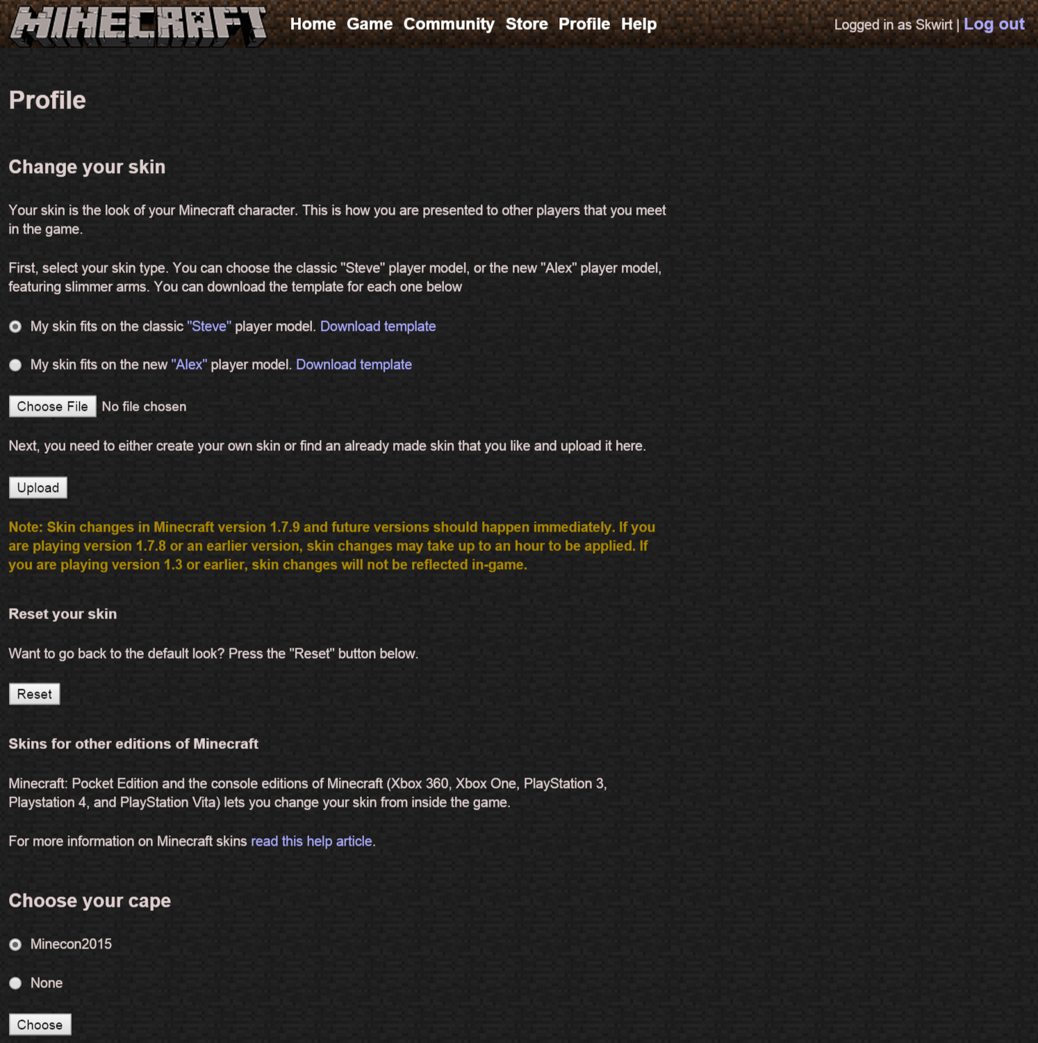 minecon 2011 cape download