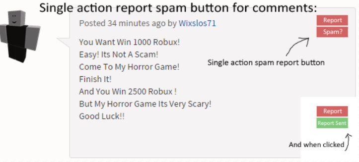 Report Spam Button For Comments Website Features Roblox