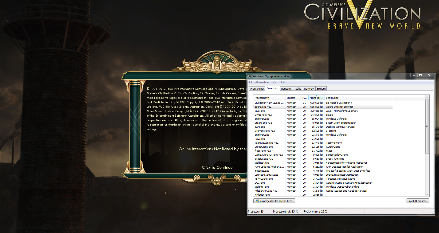 CIV V Black Screen after the intro Sid Meier's Civilization V