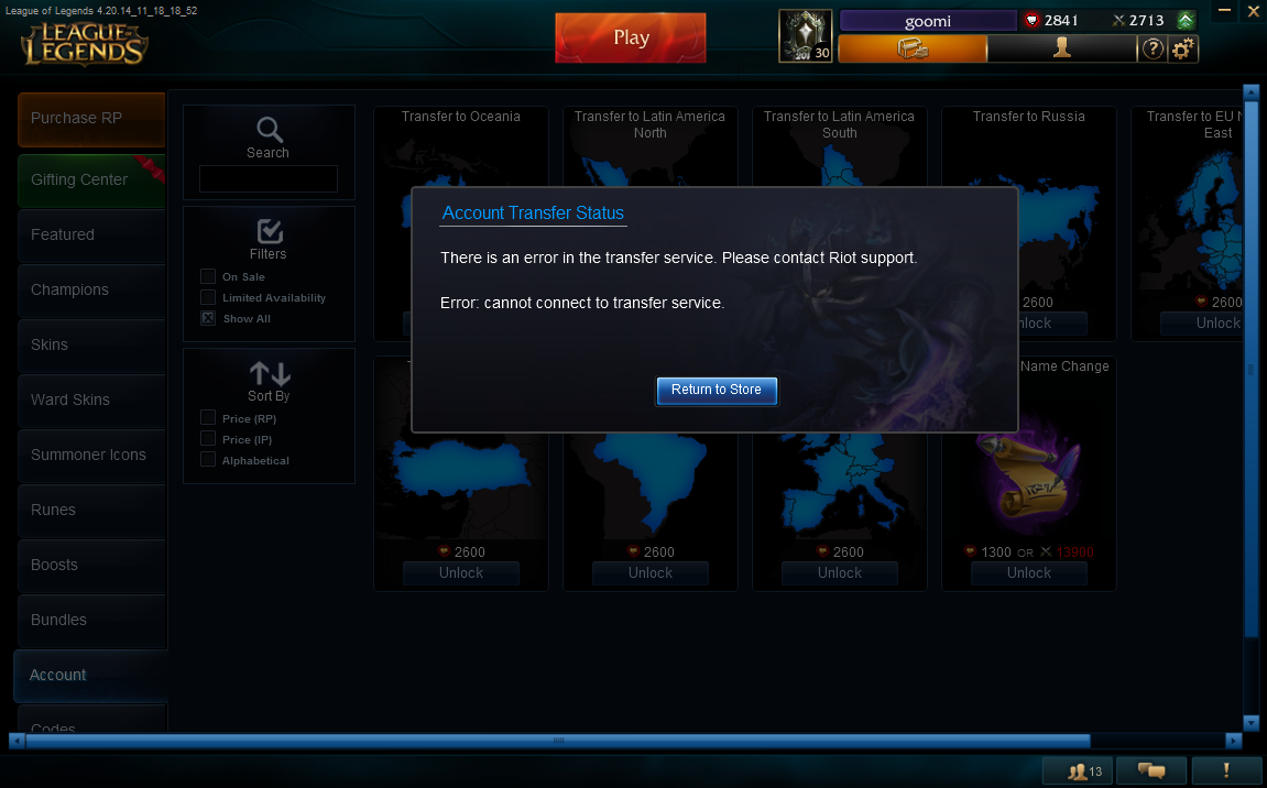 Can't transfer to LAN from NA? r/leagueoflegends