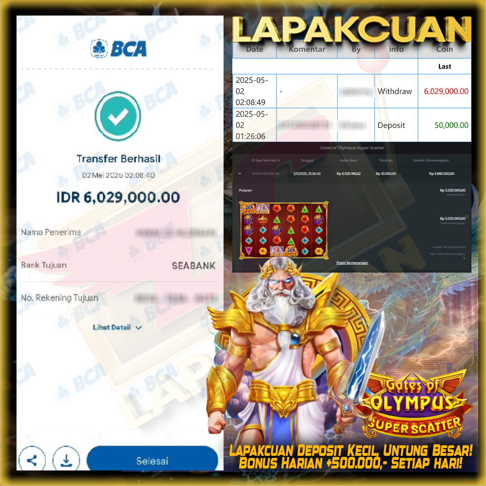 Bukti kemenangan member lapakcuan