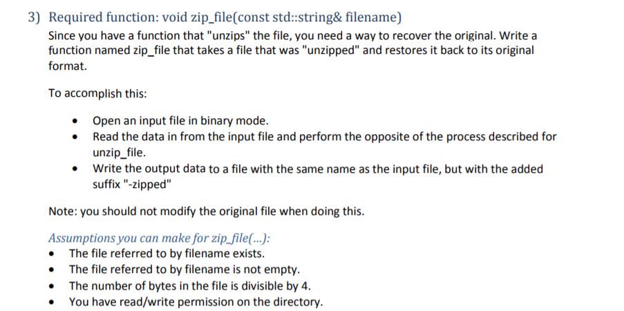 Solved: C++: Zipping A File (you Can Only Use The Headers ... | Chegg.com