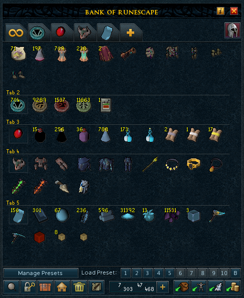 My maxed RS3 account that makes me bond money for OSRS : BankTabs