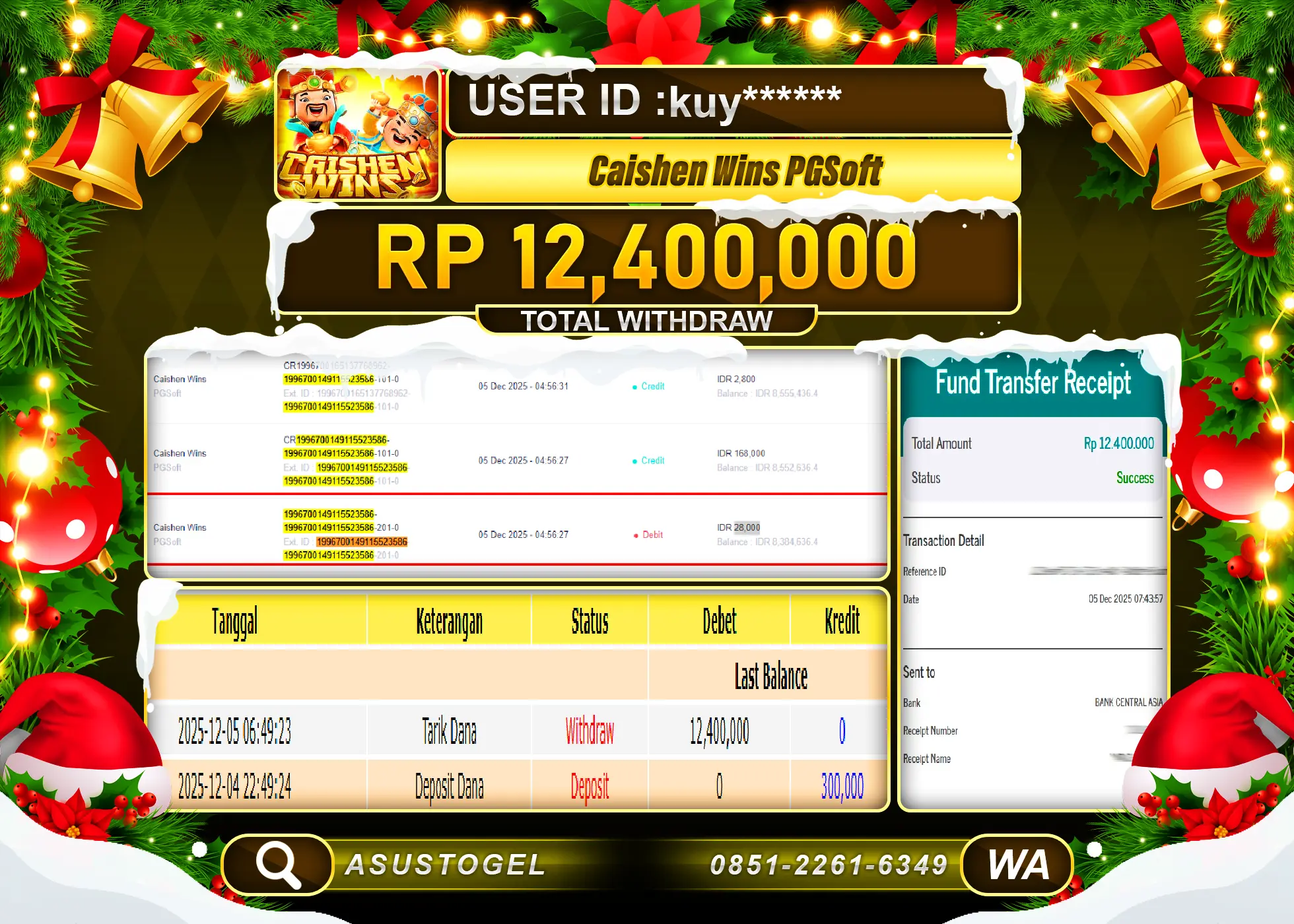 ASUSTOGEL KEMENANGAN DI SLOT CAISHEN WINS PGSOFT SEBESAR 12,400,000 - RUPIAH LUNAS