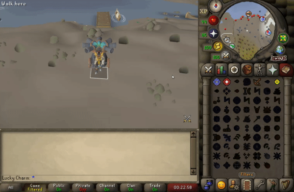 an image showing how to aggro rock crabs in OSRS