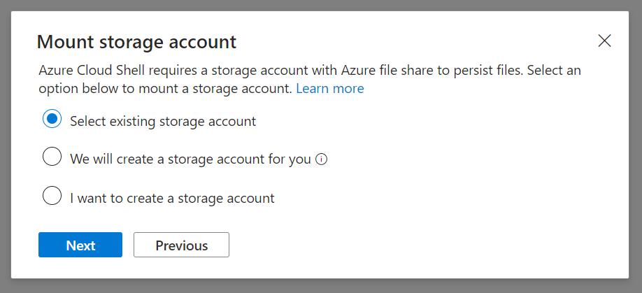 Select storage account