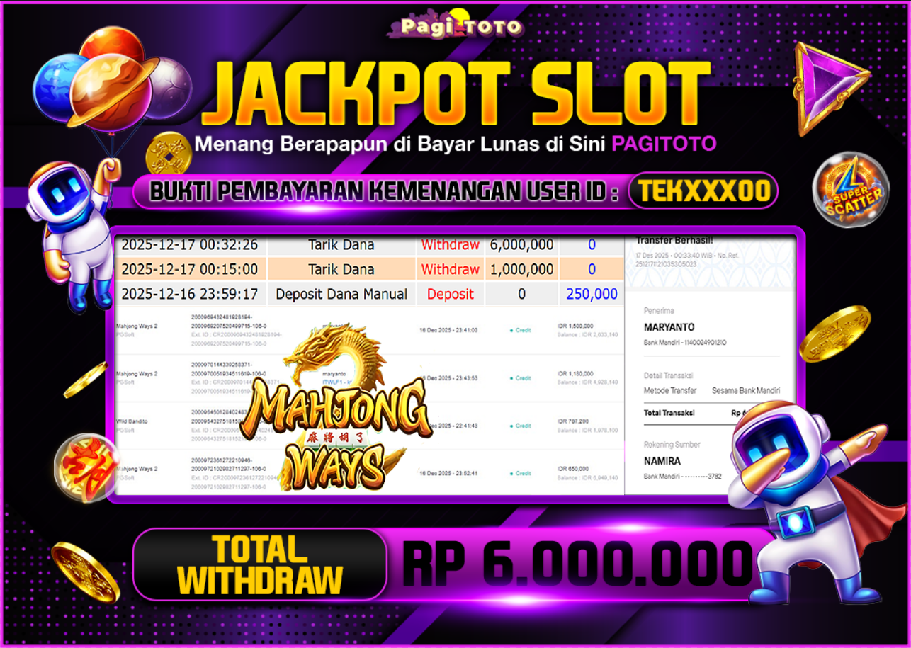 HAPPY JACKPOT MEMBER PAGITOTO SLOT MAHJONG WAYS 2 Rp  6.000.000-, - LUNAS