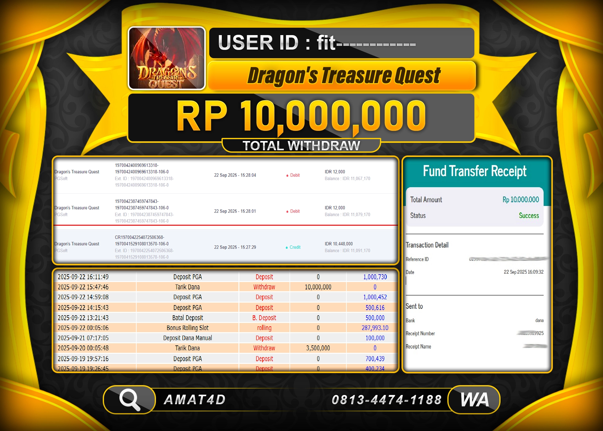 AMAT4D KEMENANGAN DRAGON TREASURE QUEST Rp.10.000.000 BERHASIL TERBAYAR LUNAS