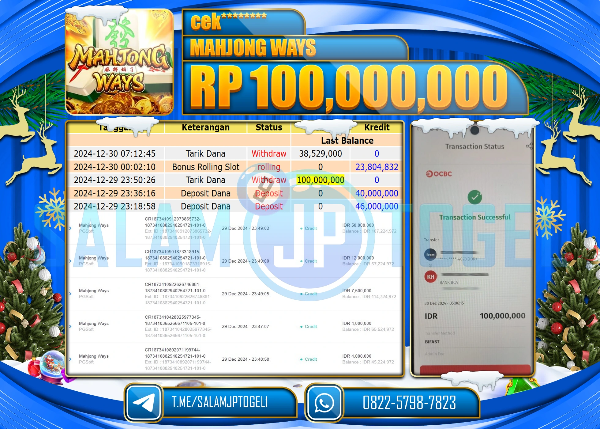 SALAMJPTOGEL MENANG MAHJONG WAYS 2  Rp.100,000,000 LUNAS