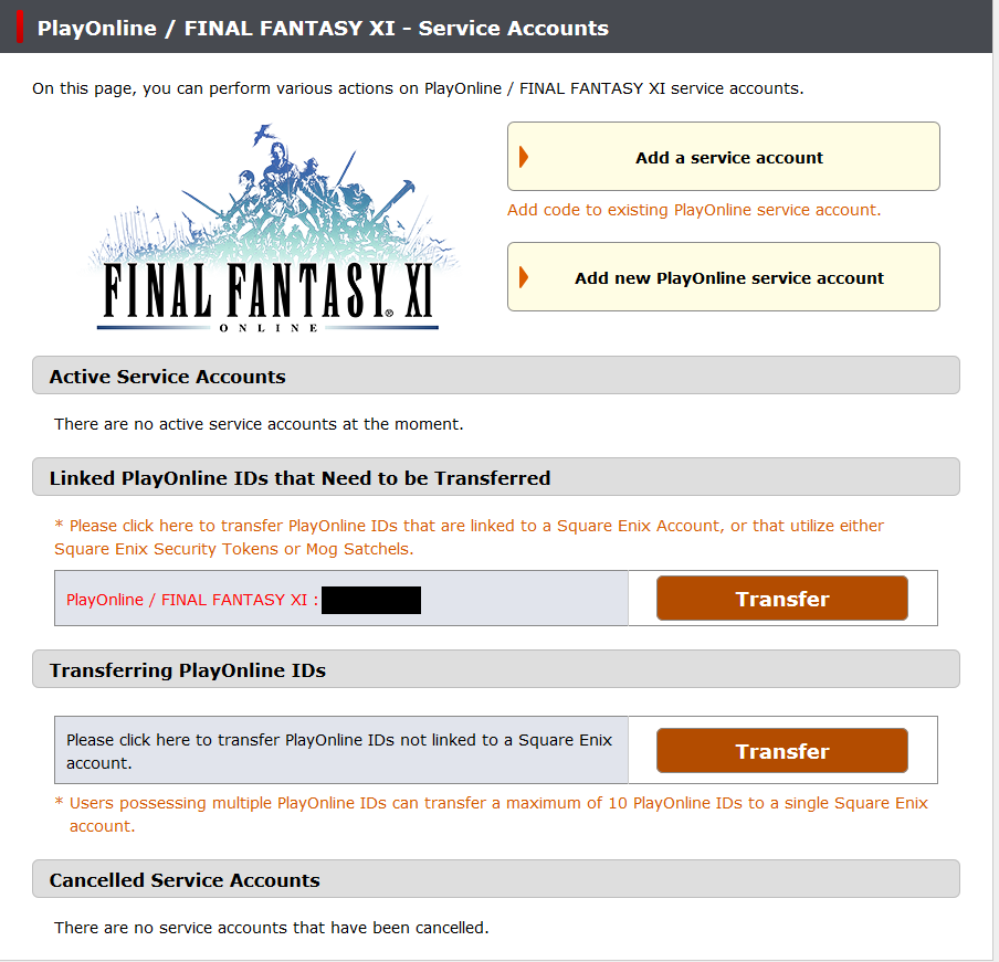 Transferring to a Square Enix Account