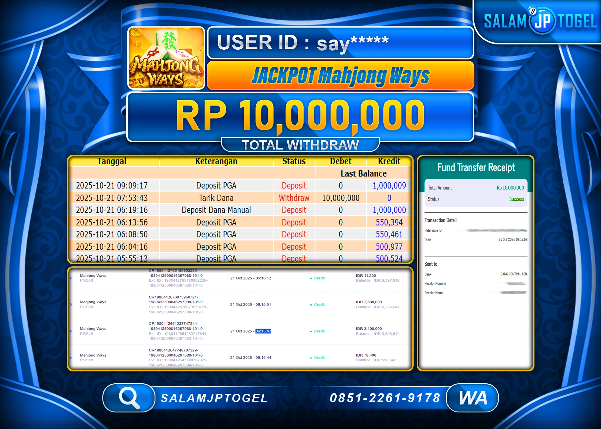 SALAMJPTOGEL MENANG Mahjong Wins 3 Rp.10,000,000 - LUNAS
