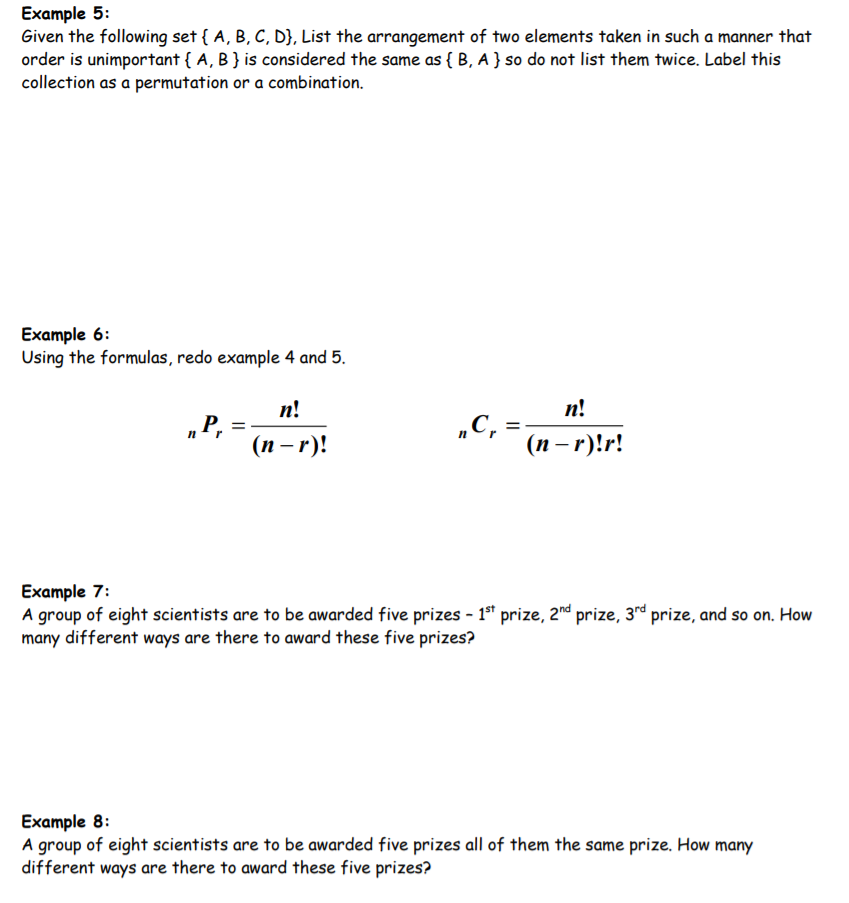 Solved Example 5: Given The Following Set (A, B, C, D), List | Chegg.com