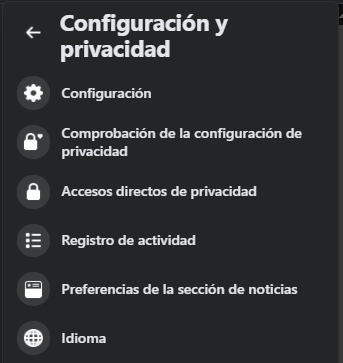 Privacidade e configuración de Facebook