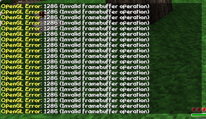 Ошибка opengl 1286 invalid framebuffer operation майнкрафт