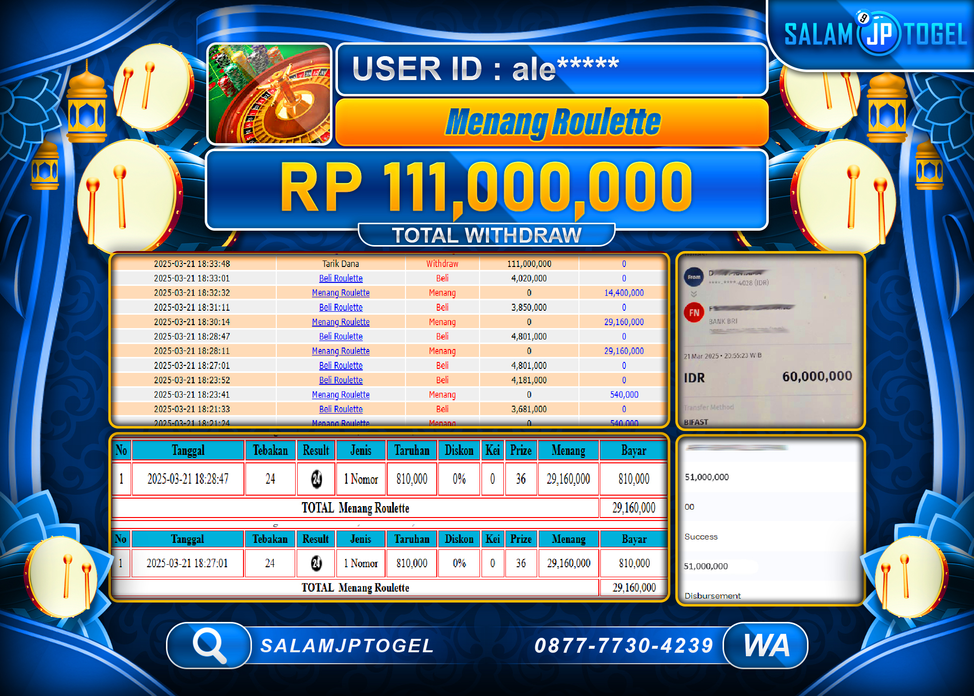 SALAMJPTOGEL MENANG ROULETTE GAMES Rp. 111,000,000 LUNAS