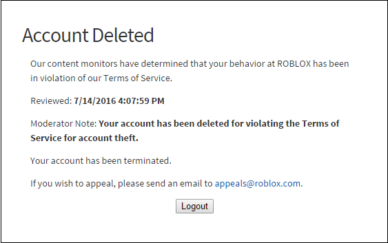 My Roblox Account Was Banned For Account Theft