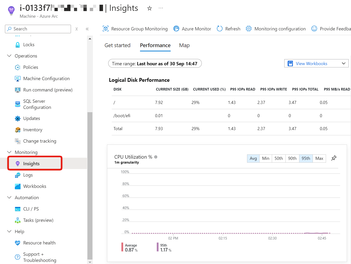 Azure arc machine - Insights