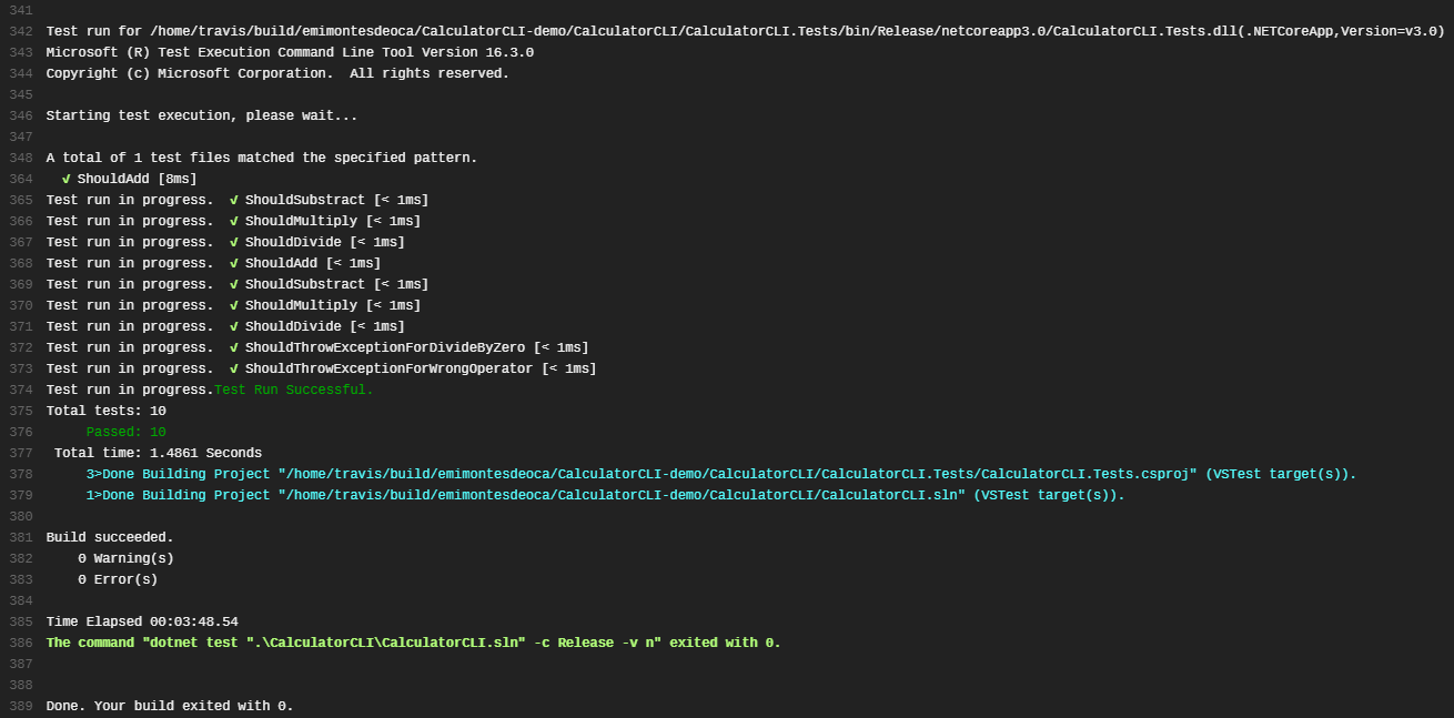 Continuous integration for a .NET Core 3.0 project using TravisCI | emi