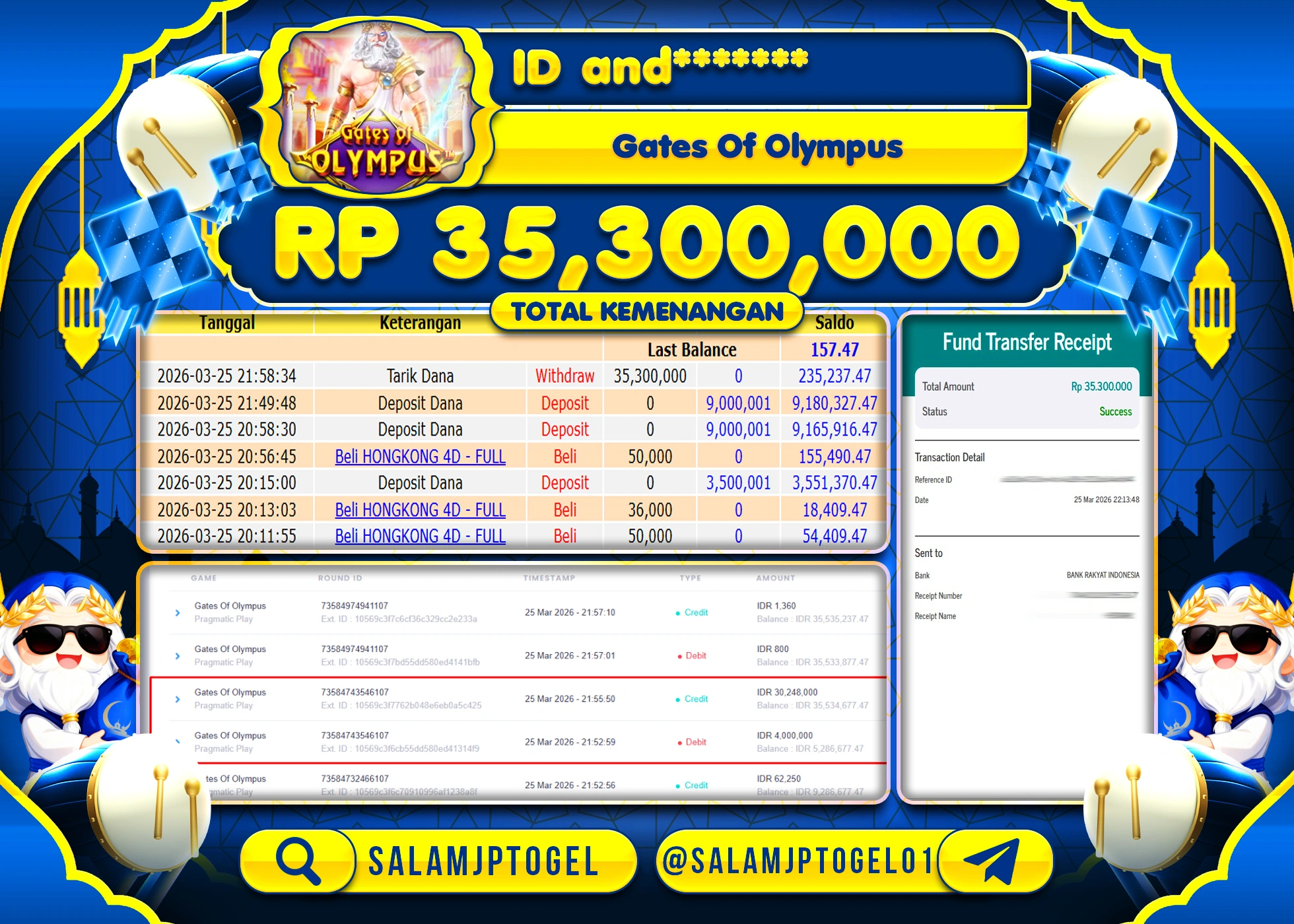 SALAMJPTOGEL MENANG JACKPOT SLOT GATE OF OLYMPUS Rp.35,300,000 - LUNAS