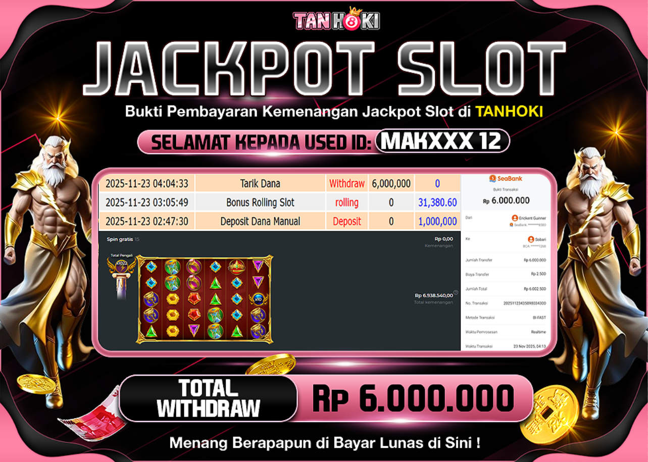 TANHOKI JACKPOT SLOT GATES OF OLYMPUS SUPER SCATER Rp..6.000.000,- LUNAS