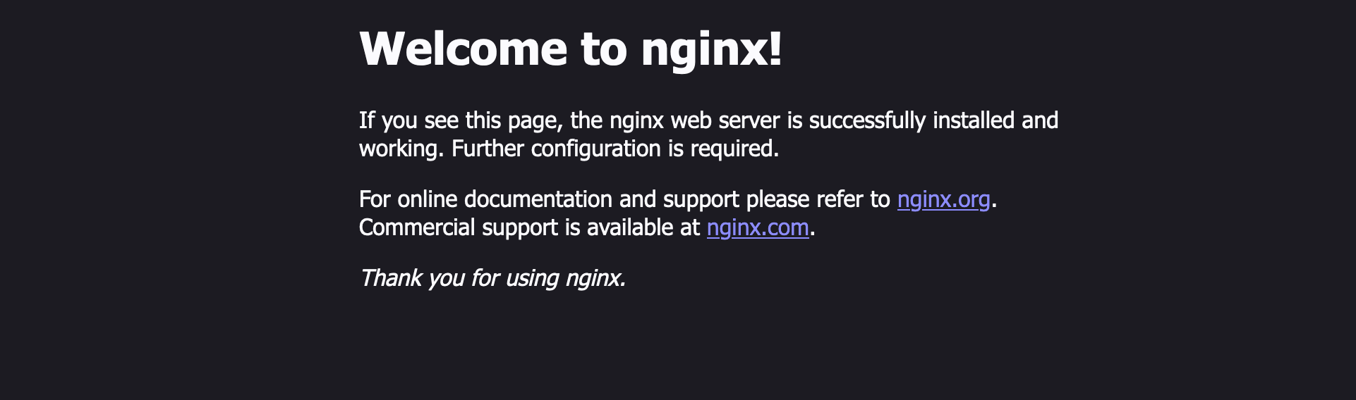 screenshot of nginx on localhost