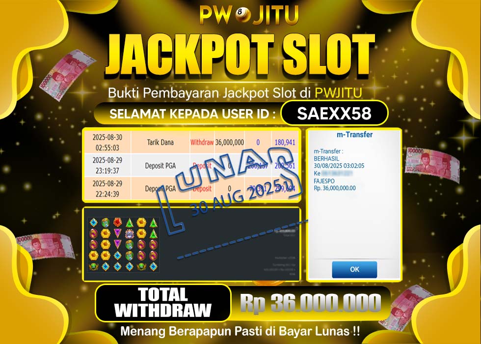 PWJITU JACKPOT SLOT GATES OF OLYMPUS 1000 Rp.36.000.000,- LUNAS