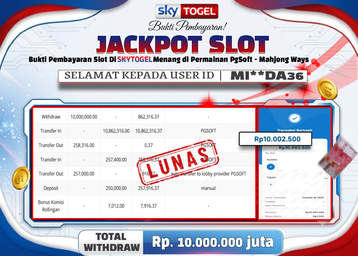 🏆 BUKTI   KEMENANGAN   Mahjong Ways MEMBER   SKYTOGEL🏆