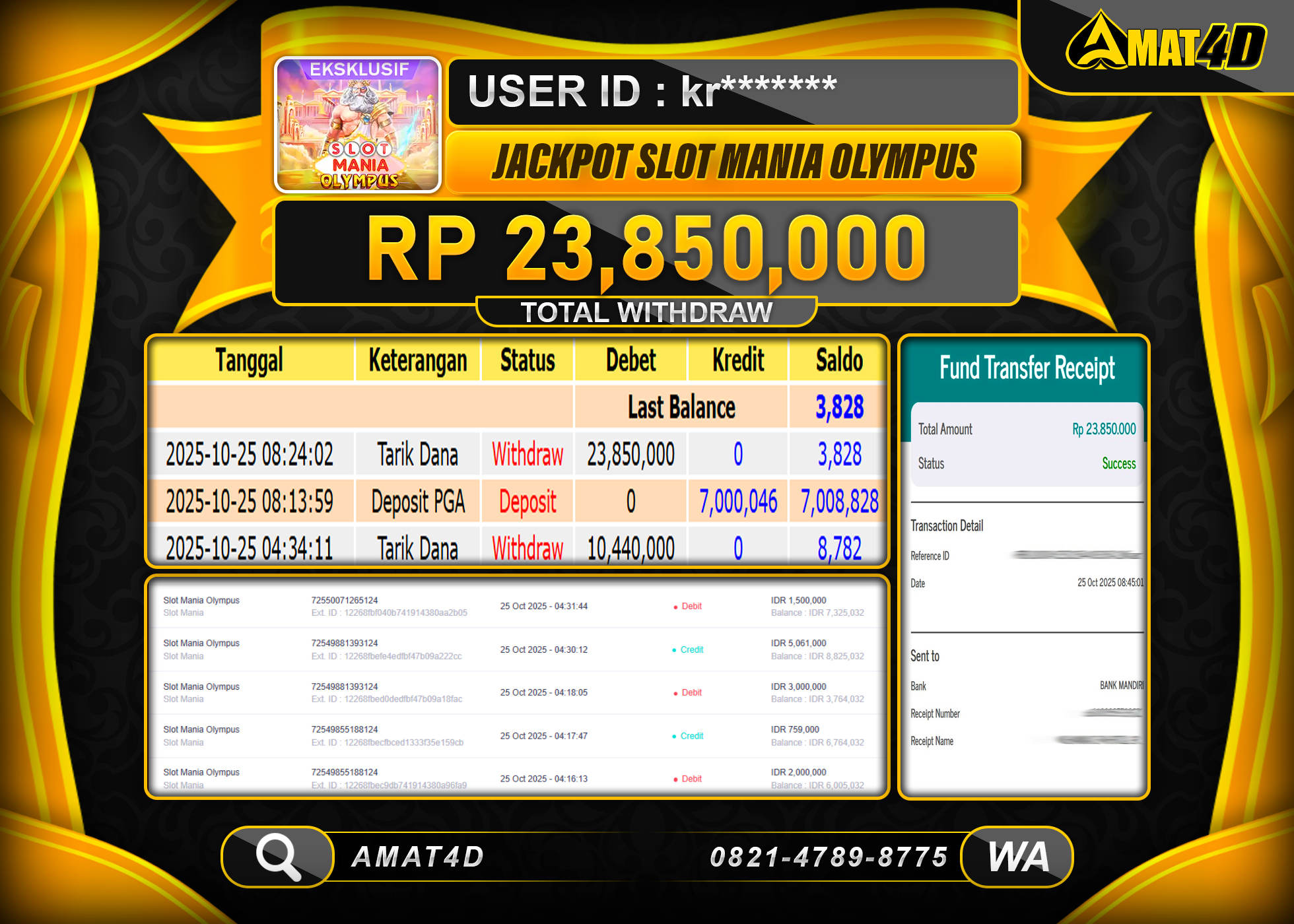 AMAT4D KEMENANGAN DI SLOT  MANIA OLYMPUS Rp.23.850.000 BERHASIL TERBAYAR LUNAS