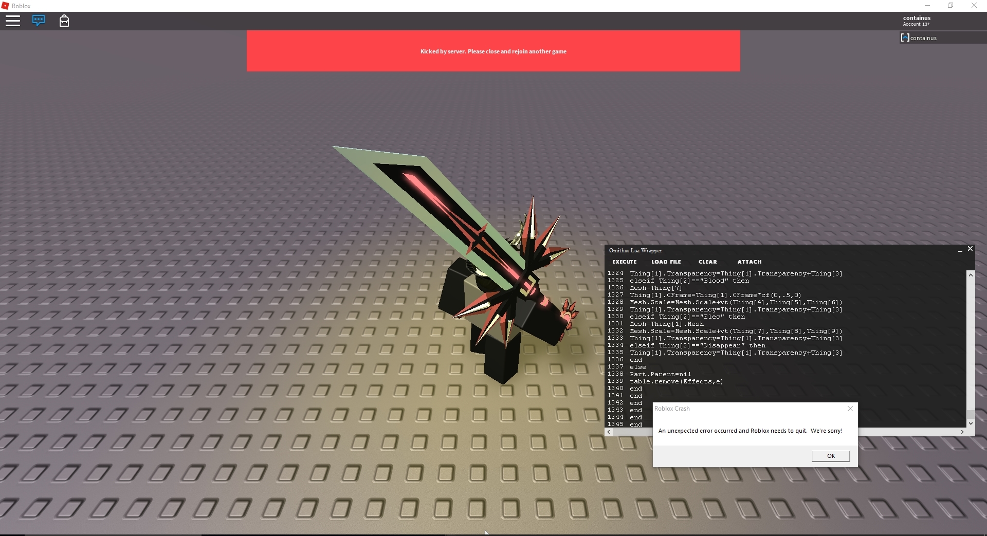 S Omithus 10 Usd Full Lua Wrapper Execution - roblox kicked by server rejoin another game