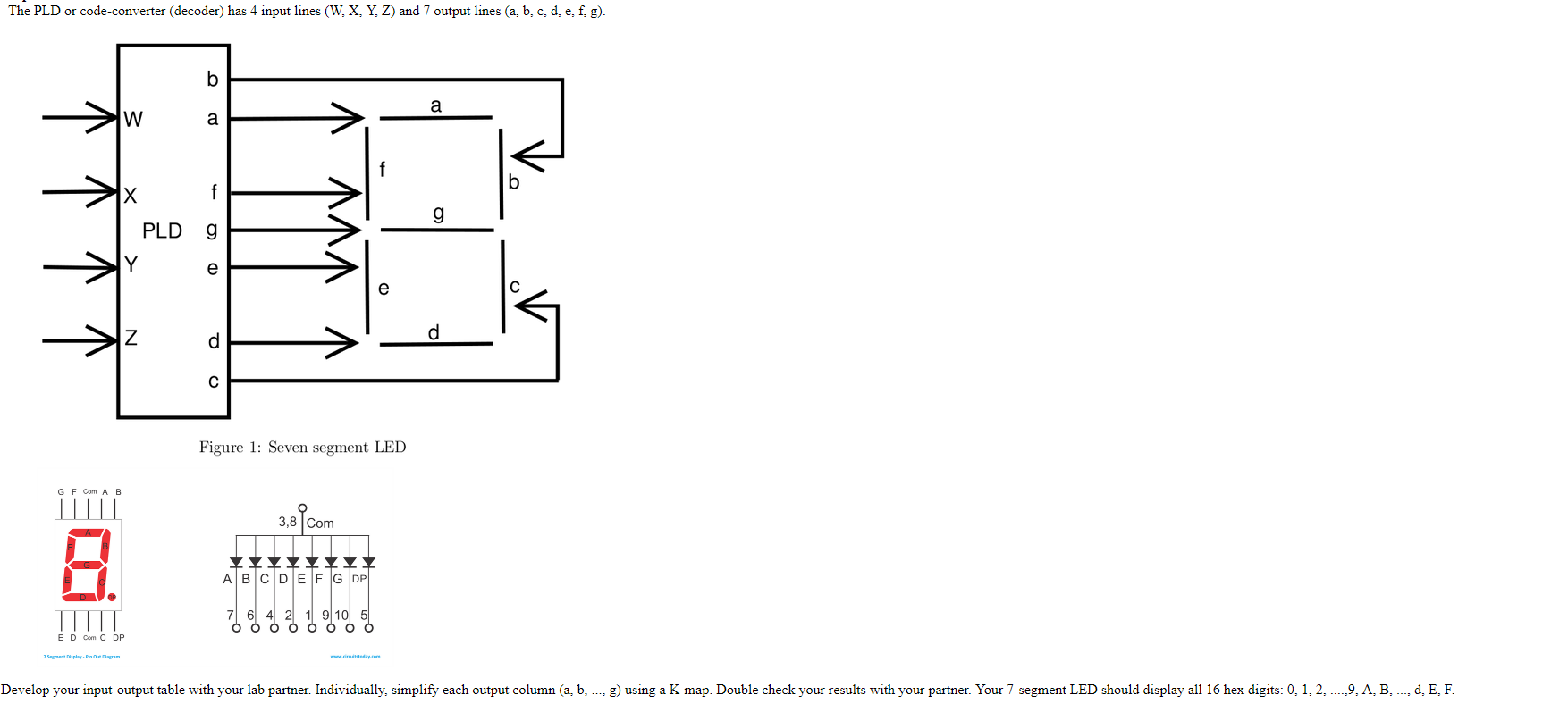Solved Pld Code Converter Decoder 4 Input Lines W X Y Z 7 Output Lines B C D E F G Pld 9 Figure 1 Q