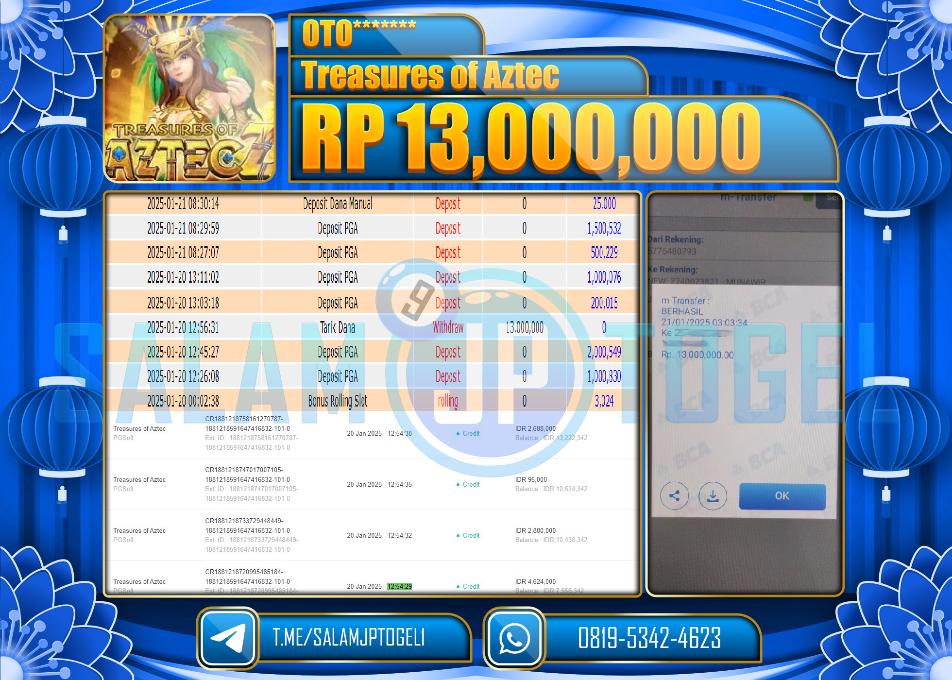 SALAMJPTOGEL MENANG TREASURES OF AZTEC  Rp.13,000,000 LUNAS