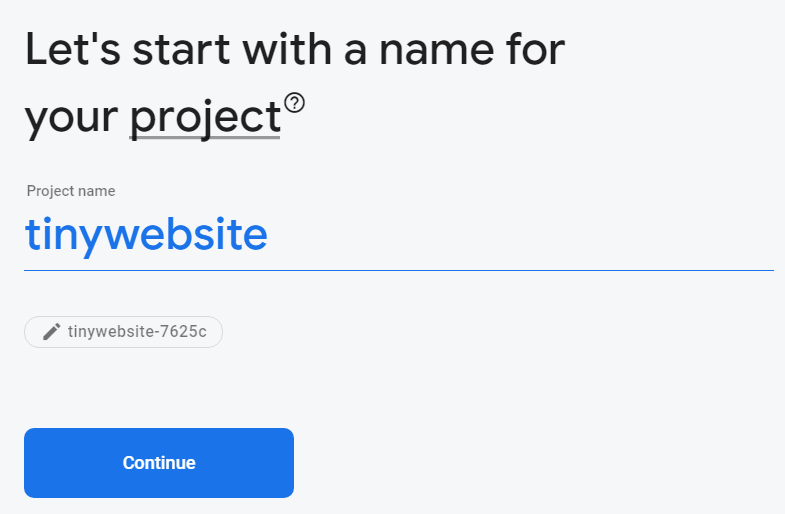 New Firebase project