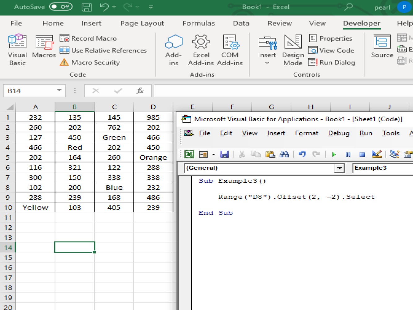 vba to select a range on a new worksheet and go to it