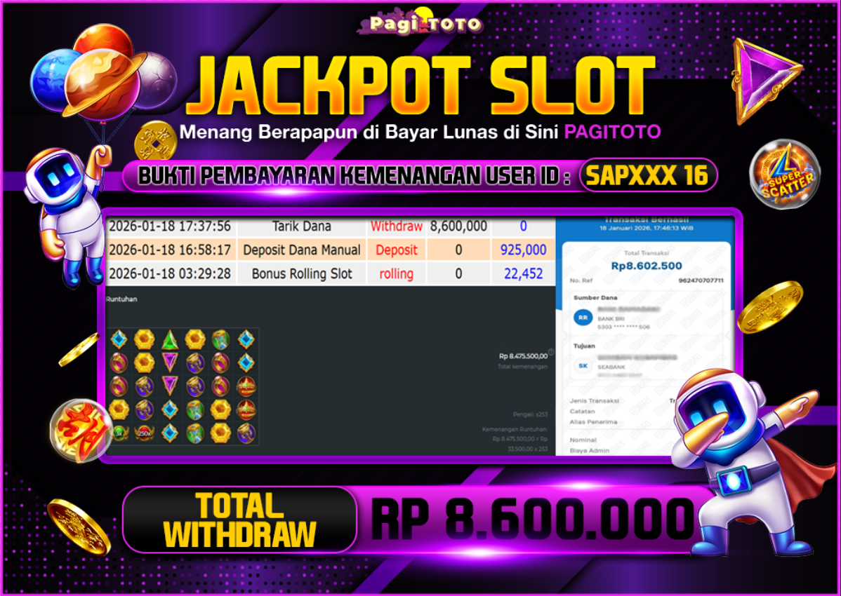 HAPPY JACKPOT MEMBER PAGITOTO SLOT GATES OF OLYMPUS 1000 Rp  8.600.000-, - LUNAS