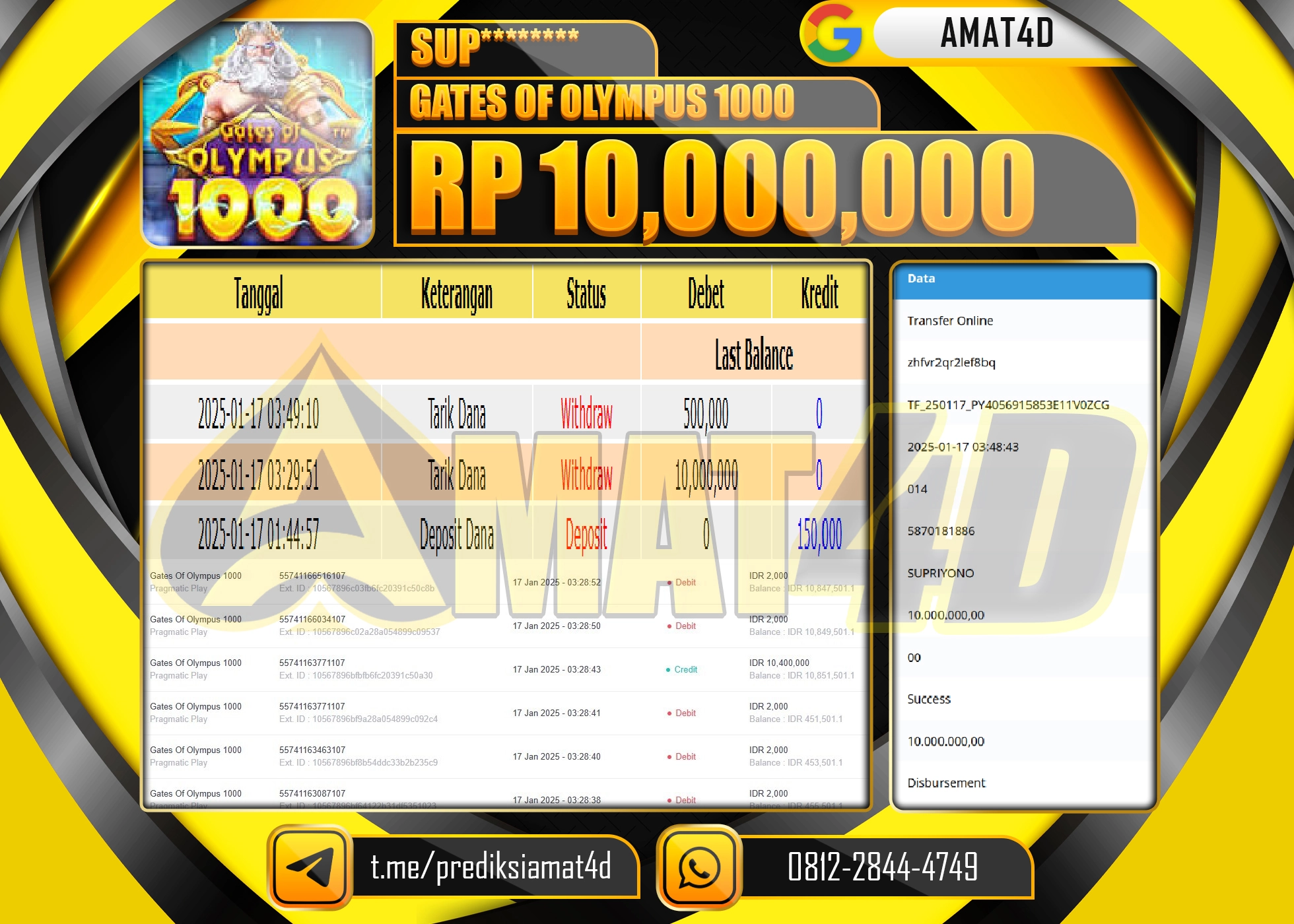 AMAT4D KEMENANGAN GATES OF OLYMPUS 1000 Rp.10.000.000 BERHASIL TERBAYAR LUNAS